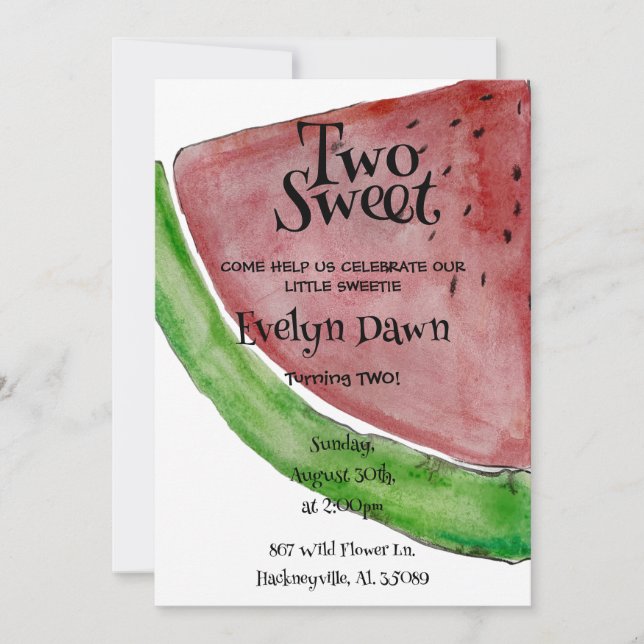 Invitación de cumpleaños Two Sweet (Anverso)