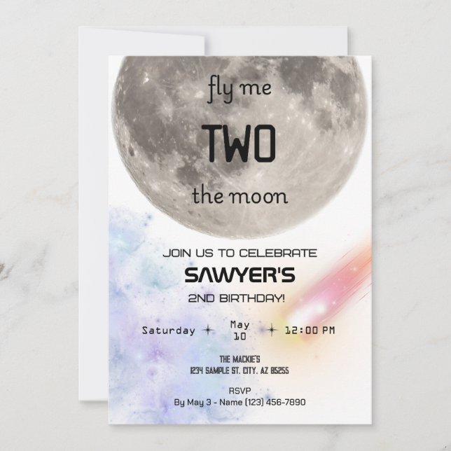 Invitación de cumpleaños Two The Moon (Anverso)