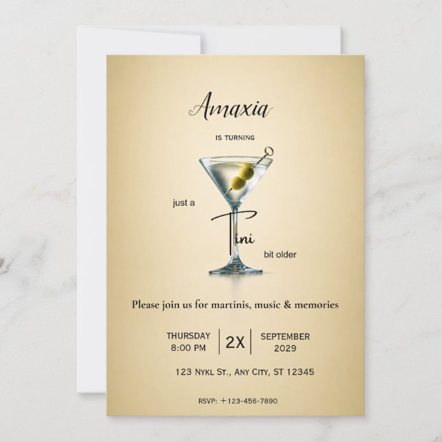 Invitación de cumpleaños Un Poco Más Vieja | Marti (Anverso)