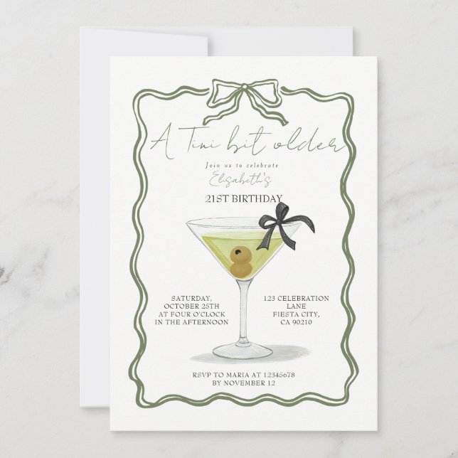 Invitación de cumpleaños un poquito mayor con arco (Anverso)