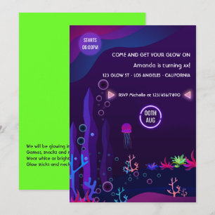 Invitación de cumpleaños Under the Sea Glow