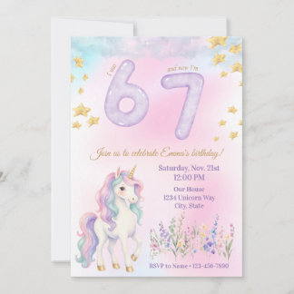 Invitación de cumpleaños Unicornio 6-7