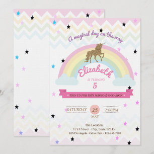 Invitación de Cumpleaños Unicornio Brillante, Estr