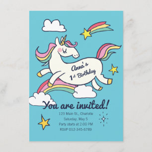 Invitación de cumpleaños - Unicornio estrellas y a