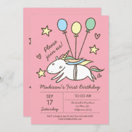 Invitación de cumpleaños - Unicornio volando con g