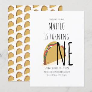 Invitación de cumpleaños uno con patrón de taco mo