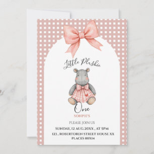 invitación de cumpleaños uno peludito rosa