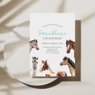 Invitación de cumpleaños vaquera boho de caballo