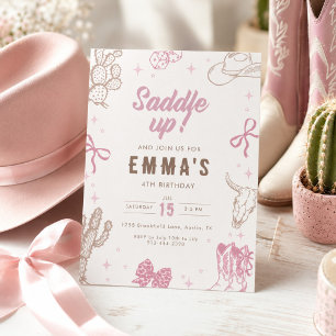 Invitación de Cumpleaños Vaquera Montar a Caballo