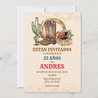 INVITACION DE CUMPLEANOS VAQUERO-FIESTA VAQUERA