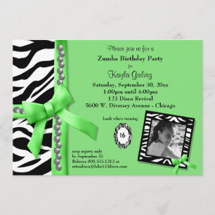 Invitación de Cumpleaños Verde Lima y con Rayas de