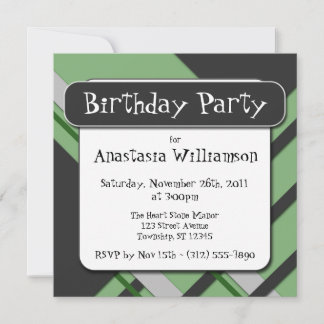 Invitación de cumpleaños verde medio-saboreado
