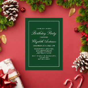 Invitación de cumpleaños verde minimalista clásica