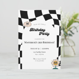 Invitación de cumpleaños verificada por retro