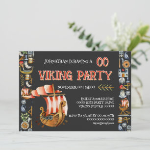 Invitación de cumpleaños Viking para niños 1–7 Azu