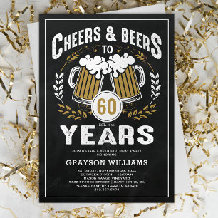 Invitación de cumpleaños Vintage Cheers & Beers