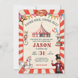 Invitación de cumpleaños Vintage Circus Carnival