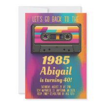 Invitación de cumpleaños vintage de regreso a los 