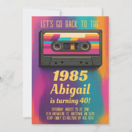 Invitación de cumpleaños vintage de regreso a los 