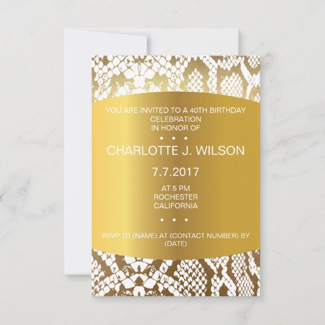 Invitación de cumpleaños Vip de piel de Golden Pyt (Anverso)