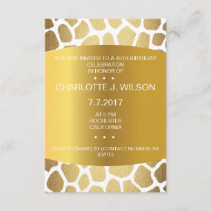 Invitación de cumpleaños Vip de piel de jirafa dor