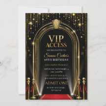 Invitación de cumpleaños VIP Red Carpet Hollywood 