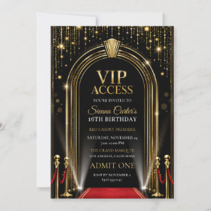 Invitación de cumpleaños VIP Red Carpet Hollywood