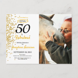 Invitación de cumpleaños virtual dorada 50 & Fabul