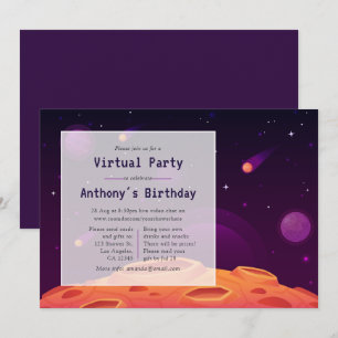 Invitación de cumpleaños virtual espacial