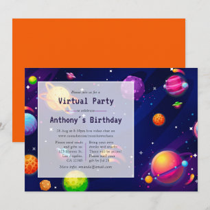 Invitación de cumpleaños virtual espacial