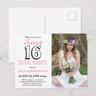 Invitación de cumpleaños virtual Sweet Sixteen