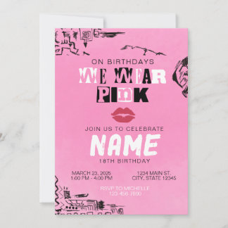 Invitación de cumpleaños We Wear Pink | Mean Girls