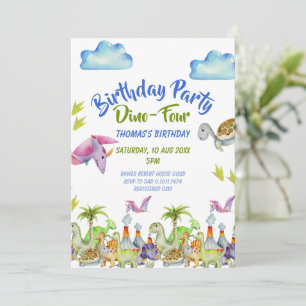 invitación de cumpleaños Wild Dino-Four