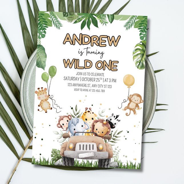 Invitación de cumpleaños Wild One, Animales de la  (Subido por el creador)