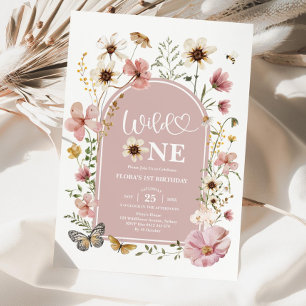 Invitación de cumpleaños Wild One: Edición de flor