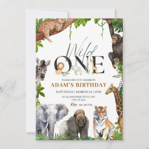 Invitación de cumpleaños Wild One, Safari 1er cump