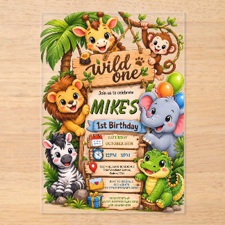 Invitación de cumpleaños Wild One Safari | Cute Ju