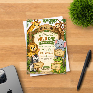 Invitación de cumpleaños Wild One Safari | Cute Ju