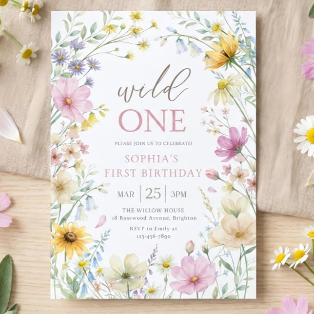 Invitación de cumpleaños Wild One Wildflower, edit (Subido por el creador)