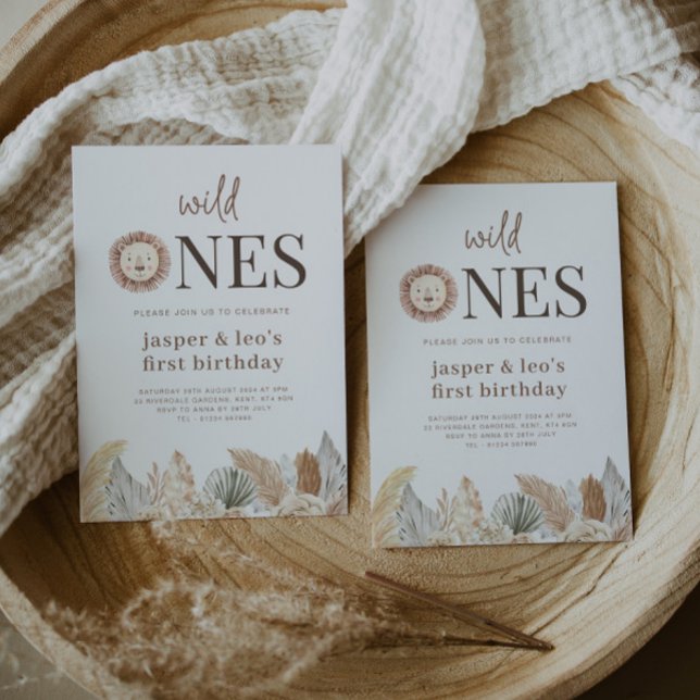 Invitación de cumpleaños Wild Ones Twins Neutral L (Subido por el creador)