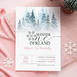 Invitación de cumpleaños Winter ONEderland Bosque