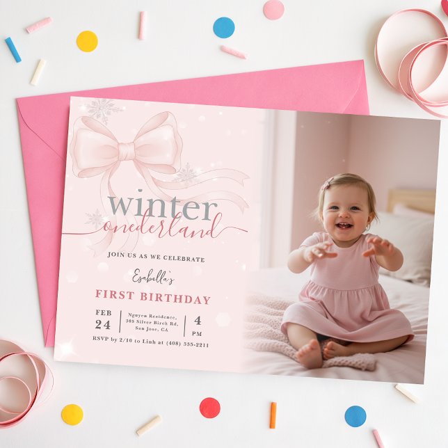 Invitación de cumpleaños Winter ONEderland Foto La (Subido por el creador)