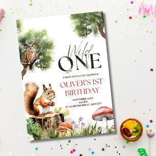 Invitación de cumpleaños Woodland Wild One 1er cum