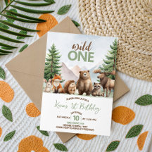 Invitación de cumpleaños Woodland Wild One Niño