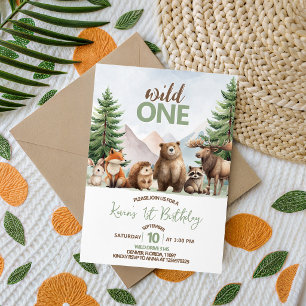 Invitación de cumpleaños Woodland Wild One Niño
