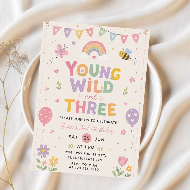 Invitación de cumpleaños Young Wild and Three (Subido por el creador)