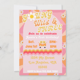 Invitación de cumpleaños Young, Wild, & THREE
