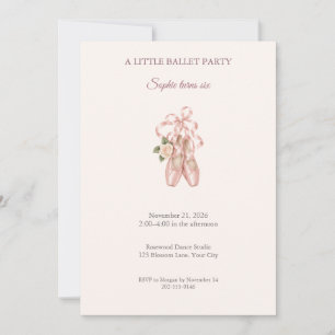 Invitación de cumpleaños Zapatillas de ballet rosa