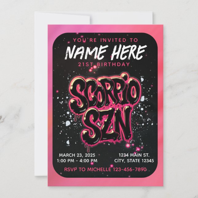 Invitación de cumpleaños Zodiac de temporada de Es (Anverso)