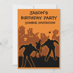 Invitación de cumpleaños zombi para niños